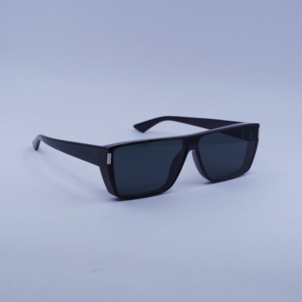 Saint Laurent SL 757 001 Sunglasses Black Square Frame, Dark Grey Lenses